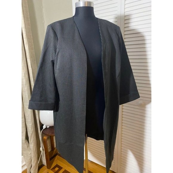 Vintage Helene Blake Kimono Duster Coat Pinstripe 14 - Picture 7 of 12